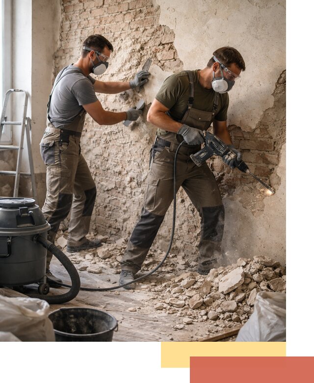 Демонтаж штукатурки со стен в Богородицке быстро и аккуратно