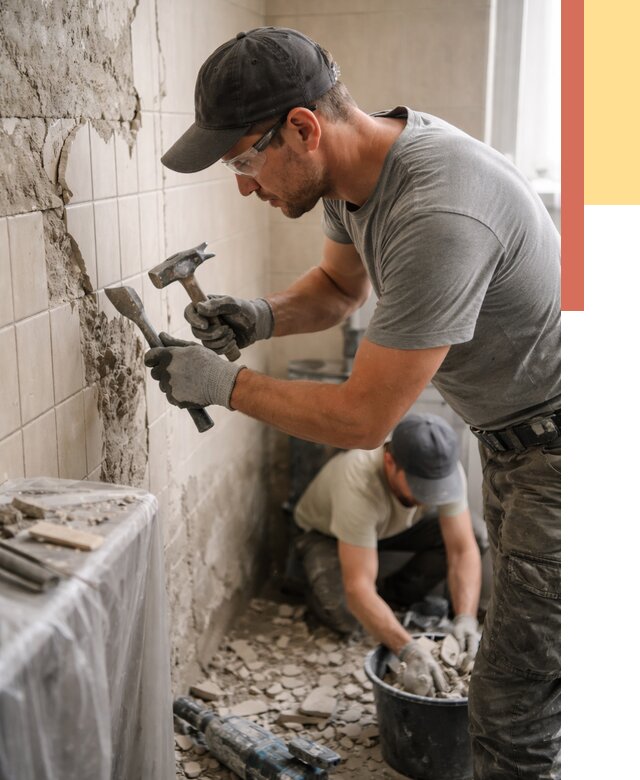 Демонтаж плитки со стен в Богородицке от 908 руб. — быстро и недорого | ОТДЕЛОЧНИК-Бгд