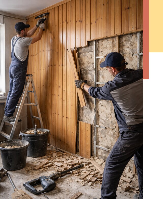 Демонтаж вагонки со стен в Богородицке от 1549 руб. — снятие, удаление, срочно | ОТДЕЛОЧНИК-Бгд