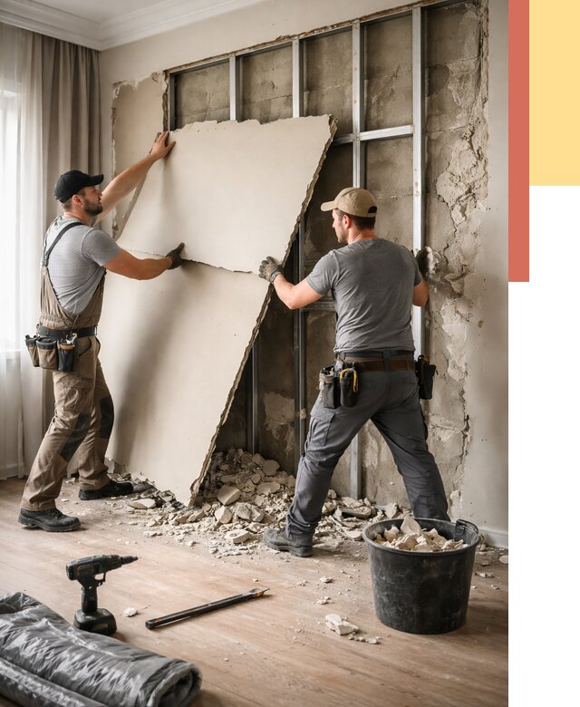 Демонтаж гипсокартона со стен в Богородицке от 374 руб. — услуги демонтажа | ОТДЕЛОЧНИК-Бгд