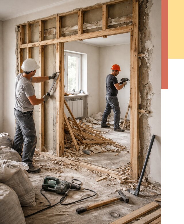 Демонтаж деревянных перегородок в Богородицке от 3420 руб. — быстро и недорого | ОТДЕЛОЧНИК-Бгд