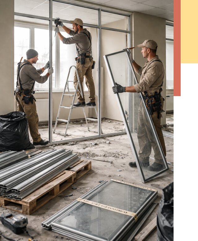 Демонтаж алюминиевых перегородок в Богородицке от 4488 руб. — быстро и недорого | ОТДЕЛОЧНИК-Бгд