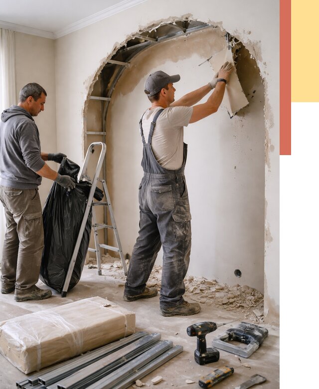 Демонтаж арки из гипсокартона в Богородицке от 3740 руб. — услуги под ключ | ОТДЕЛОЧНИК-Бгд