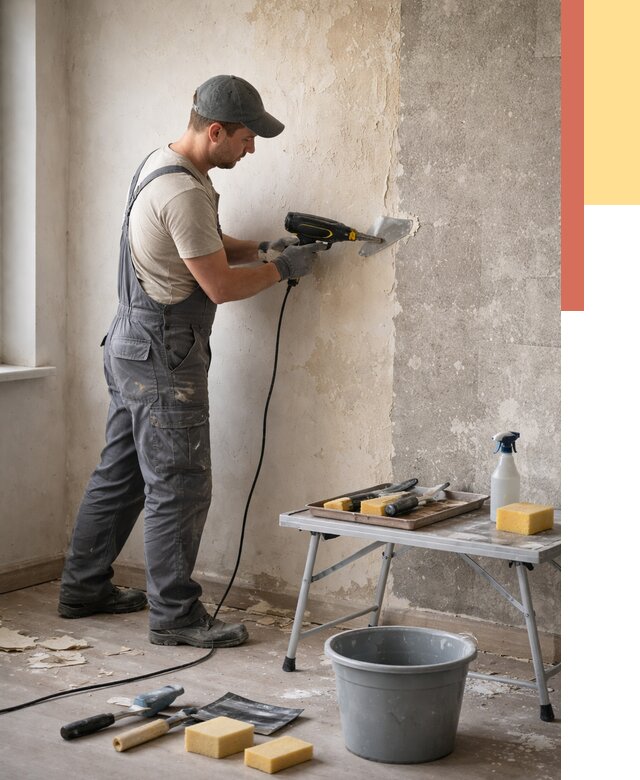 Очистка стен от клея в Богородицке от 1977 руб. — снятие и удаление клея со стен | ОТДЕЛОЧНИК-Бгд