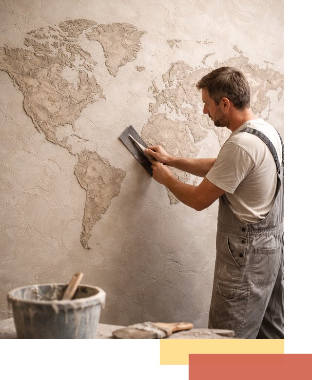 Декоративная штукатурка «Карта мира» под ключ в Богородицке