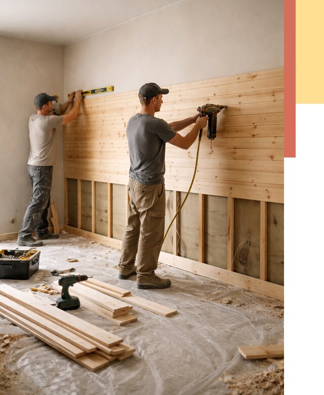 Монтаж деревянной вагонки на стены в Богородицке от 8015 руб. | Услуги монтажа вагонки | ОТДЕЛОЧНИК-Бгд