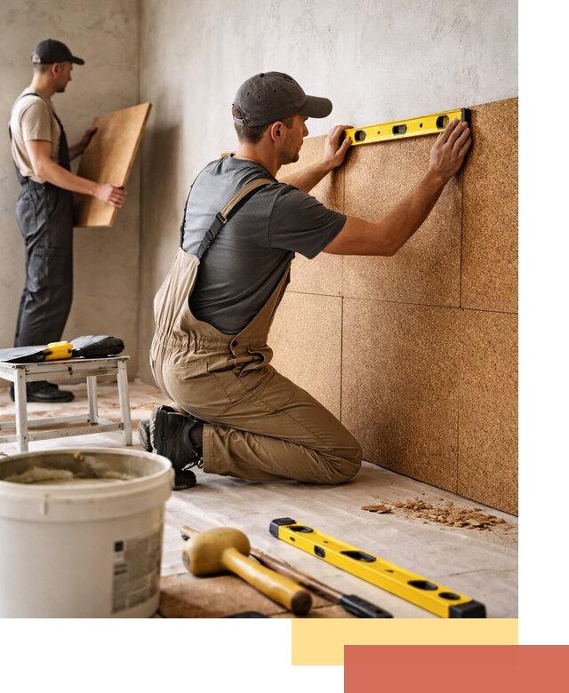 Монтаж пробковых панелей на стены в Богородицке быстро и качественно