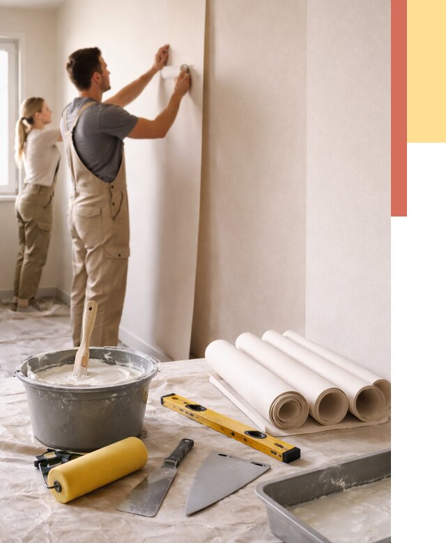 Поклейка бумажных обоев в Богородицке от 5877 руб./м2 — быстро и недорого | ОТДЕЛОЧНИК-Бгд