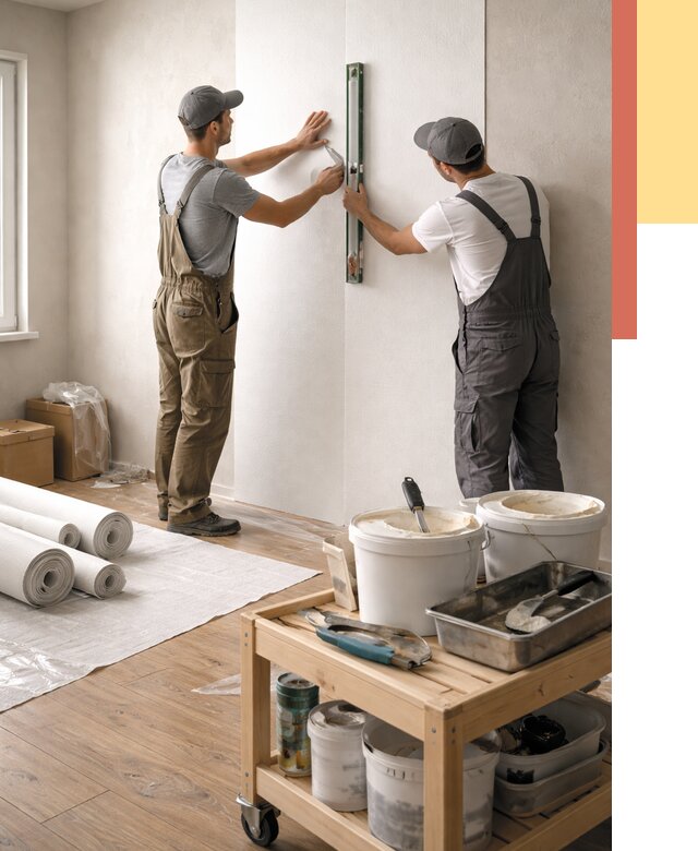 Поклейка стеклообоев в Богородицке от 6946 руб. за м2 — быстро и недорого | ОТДЕЛОЧНИК-Бгд