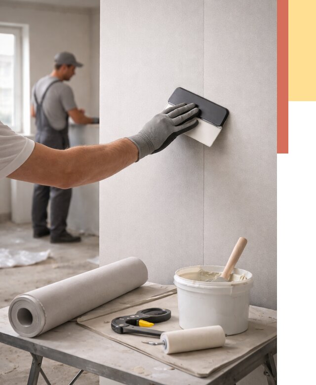 Поклейка обоев под покраску в Богородицке от 3740 руб. за м2 | ОТДЕЛОЧНИК-Бгд