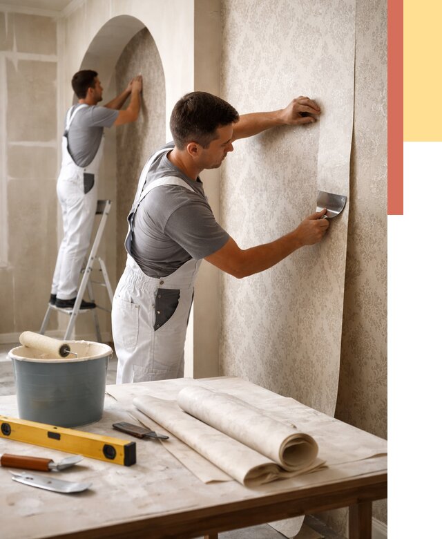 Поклейка обоев на сложные стены в Богородицке от 2992 руб. под ключ | ОТДЕЛОЧНИК-Бгд