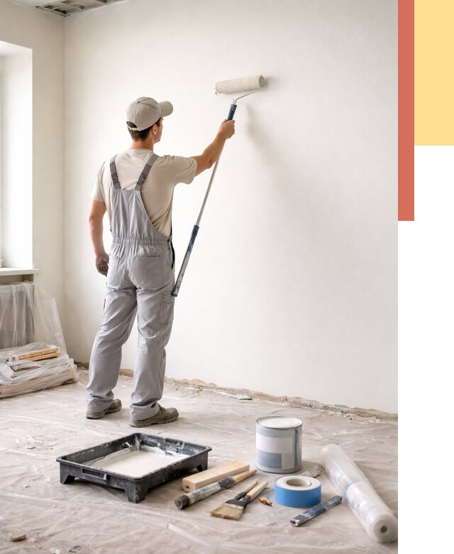 Покраска стен водоэмульсионной краской в Богородицке от 481 руб. за м² | ОТДЕЛОЧНИК-Бгд