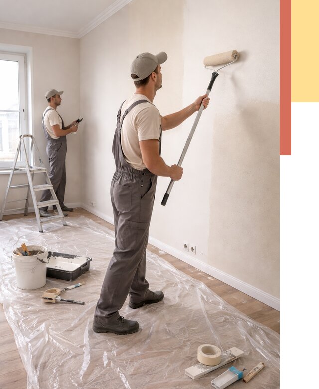 Покраска стен акриловой краской в Богородицке от 3740 руб./м² — быстро и недорого | ОТДЕЛОЧНИК-Бгд