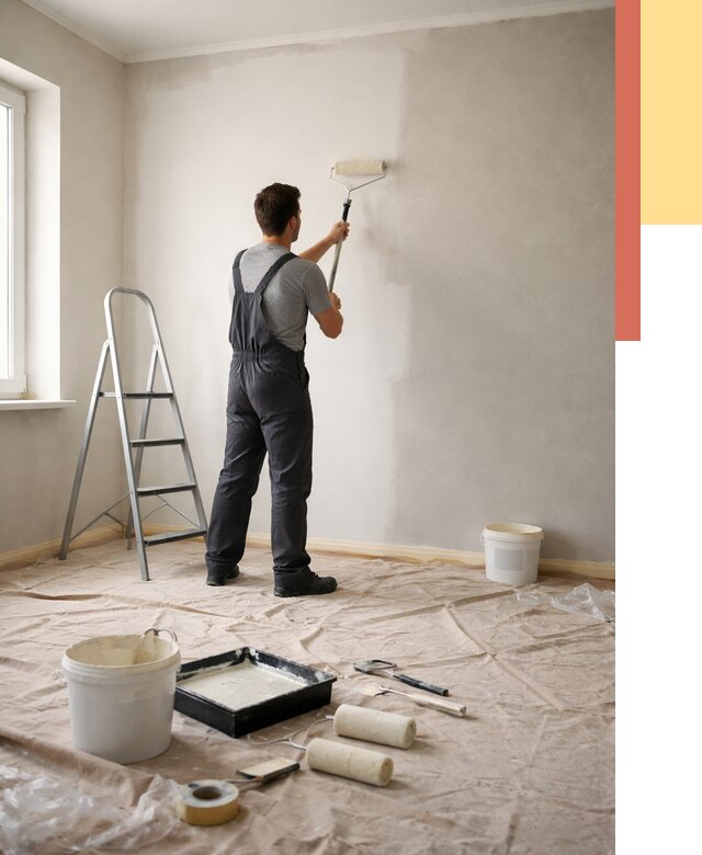 Покраска стен моющейся краской в Богородицке от 374 руб./м² — быстро и недорого | ОТДЕЛОЧНИК-Бгд