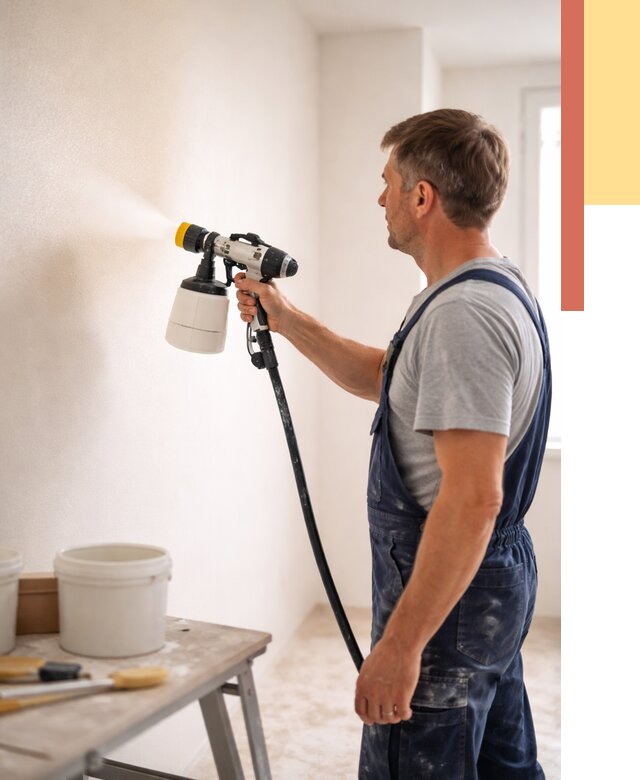 Покраска стен краскопультом в Богородицке от 8015 руб. — механизированная покраска | ОТДЕЛОЧНИК-Бгд