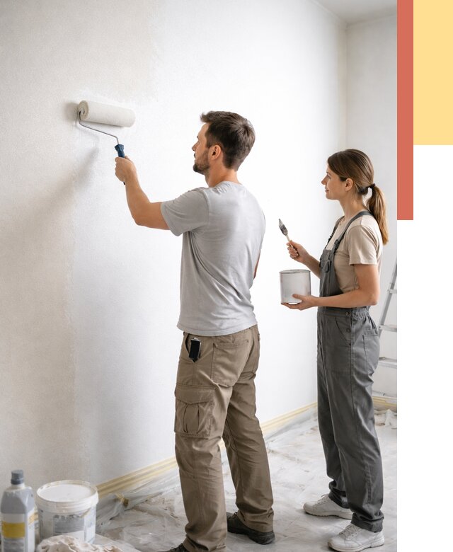 Окраска стен по стеклохолсту в Богородицке от 4809 руб/м² под ключ | ОТДЕЛОЧНИК-Бгд