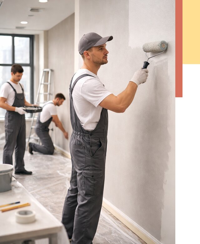 Покраска стен в офисе в Богородицке от 9083 руб. — быстро и недорого | ОТДЕЛОЧНИК-Бгд