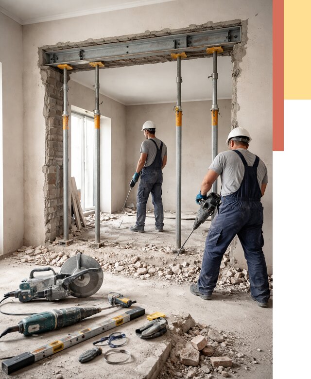 Прорезка проема в стене в Богородицке от 4809 руб. — быстро и недорого | ОТДЕЛОЧНИК-Бгд