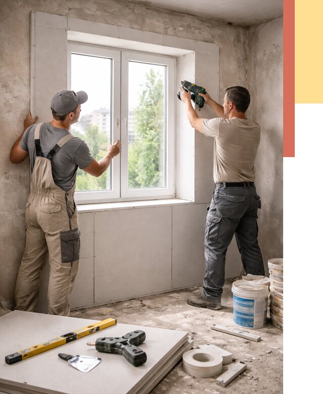 Монтаж откосов из гипсокартона в Богородицке от 4809 руб. под ключ | ОТДЕЛОЧНИК-Бгд