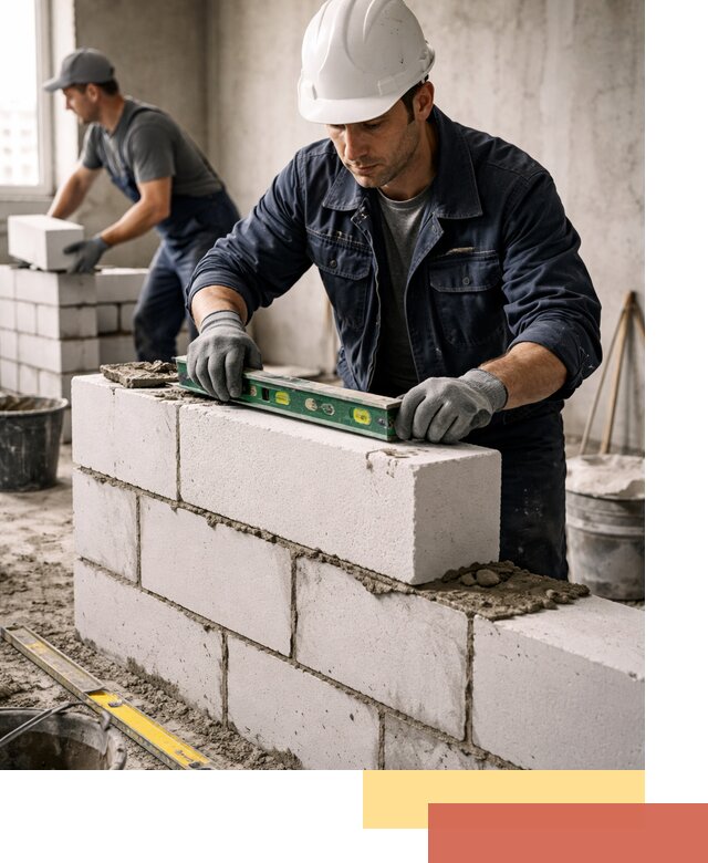 Кладка перегородок из пеноблока под ключ в Богородицке