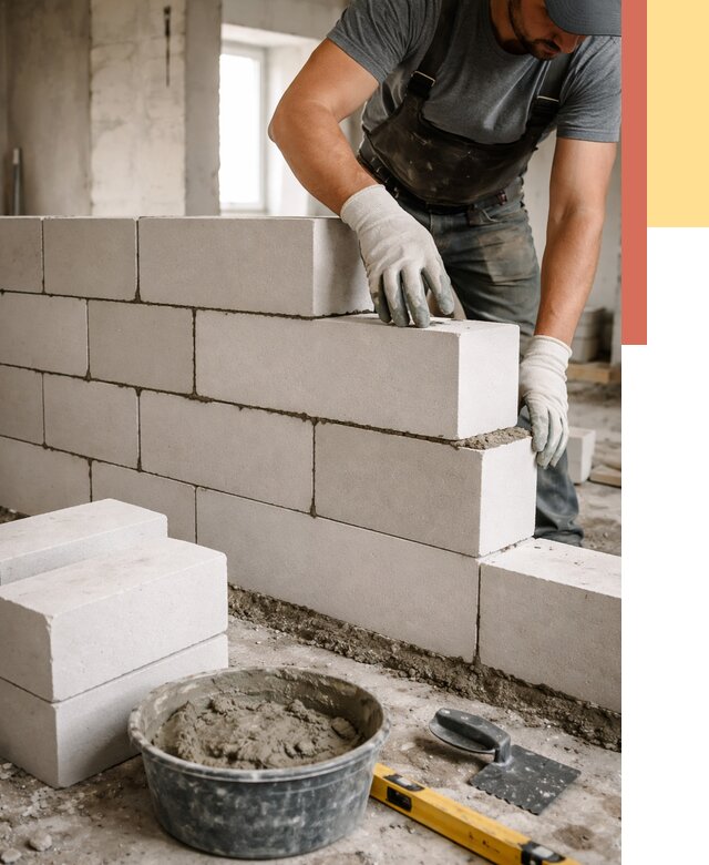 Кладка перегородок из силикатного блока в Богородицке от 4274 руб. под ключ | ОТДЕЛОЧНИК-Бгд