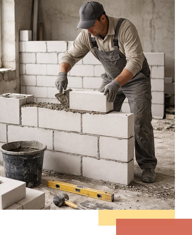 Кладка перегородок из силикатного блока в Богородицке