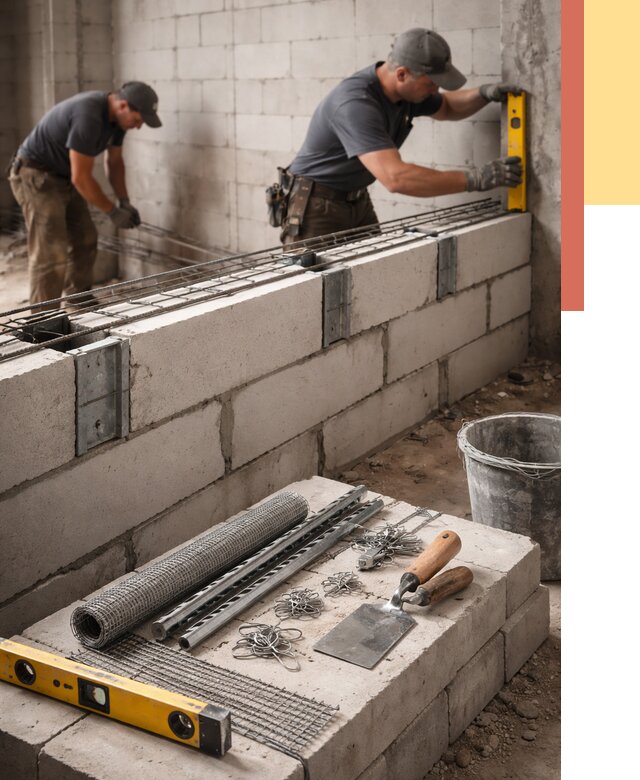 Армирование кладки перегородок в Богородицке от 801 руб. под ключ | ОТДЕЛОЧНИК-Бгд