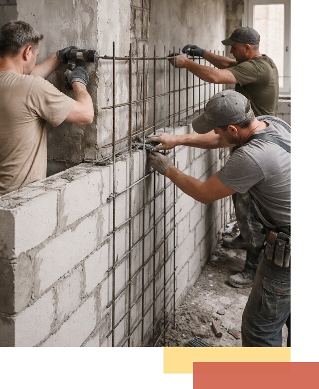 Армирование кладки перегородок в Богородицке профессионально и надёжно