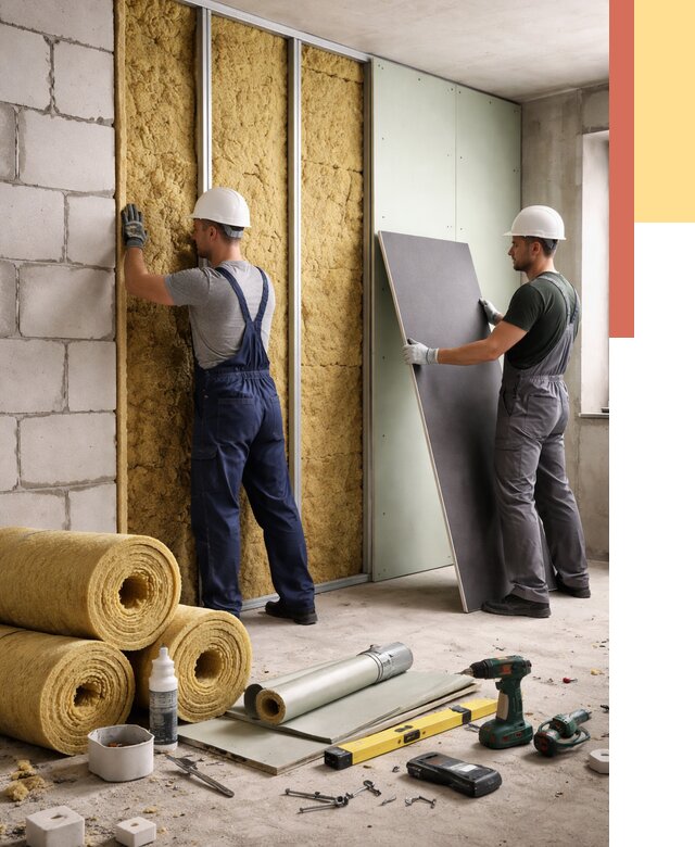 Шумоизоляция перегородок из блоков в Богородицке от 1977 руб./м² — быстро и недорого | ОТДЕЛОЧНИК-Бгд