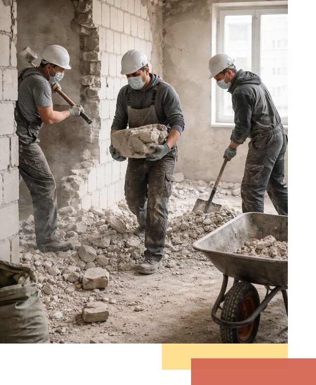 Демонтаж блочных перегородок в Богородицке быстро и аккуратно