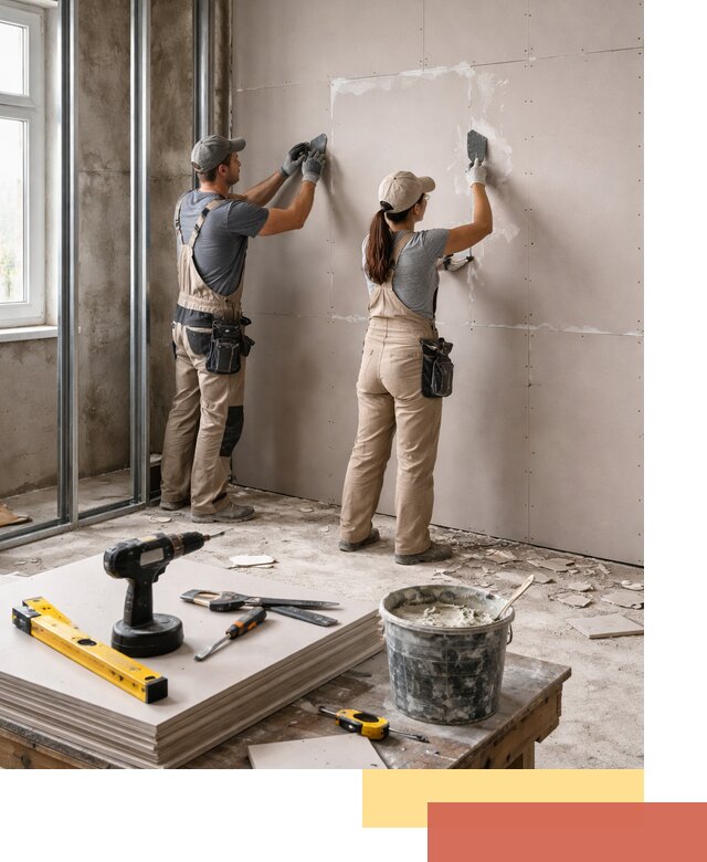 Монтаж двухслойной перегородки из гипсокартона в Богородицке