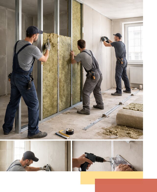 Перегородка из гипсокартона с шумоизоляцией в Богородицке — монтаж под ключ