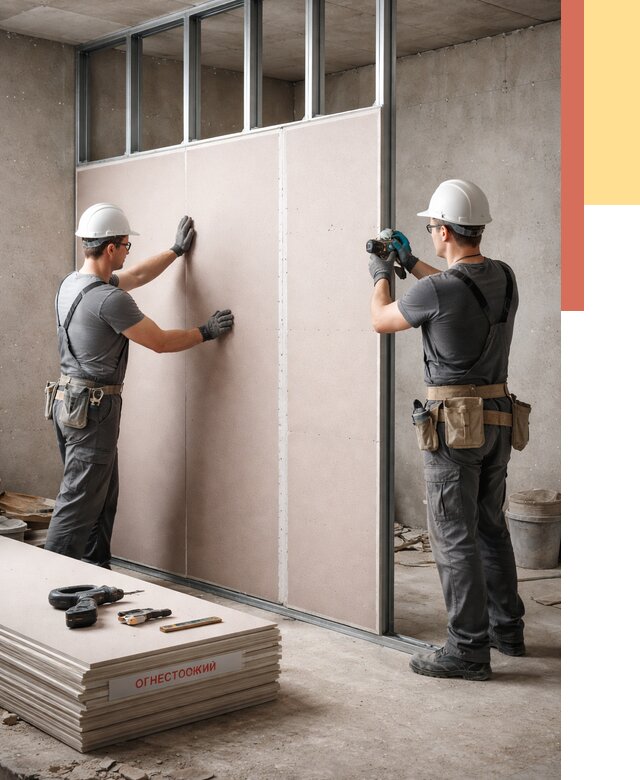 Перегородка из огнестойкого гипсокартона в Богородицке от 1977 руб. под ключ | ОТДЕЛОЧНИК-Бгд