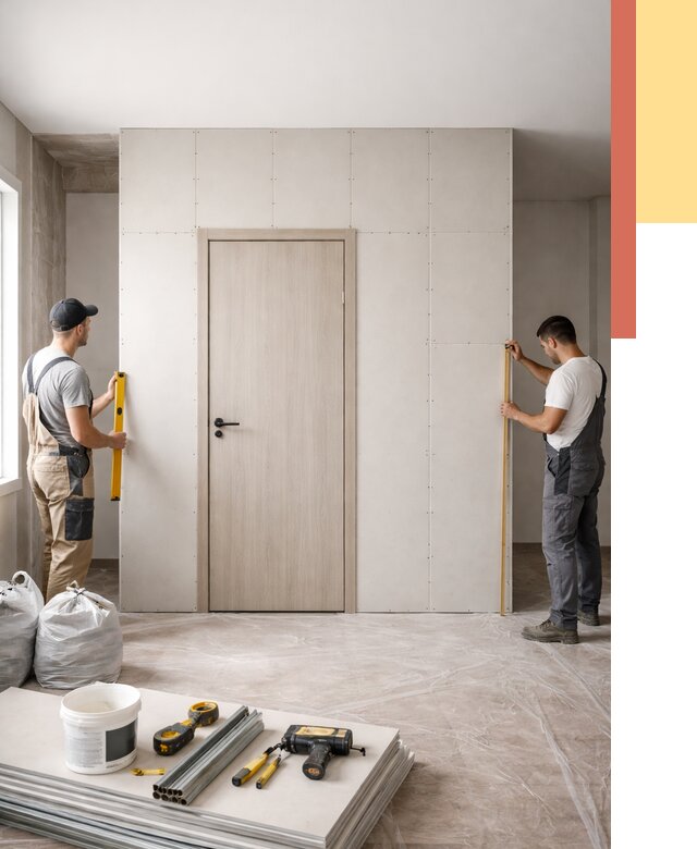 Перегородка из гипсокартона с дверью в Богородицке от 4809 руб. под ключ | ОТДЕЛОЧНИК-Бгд