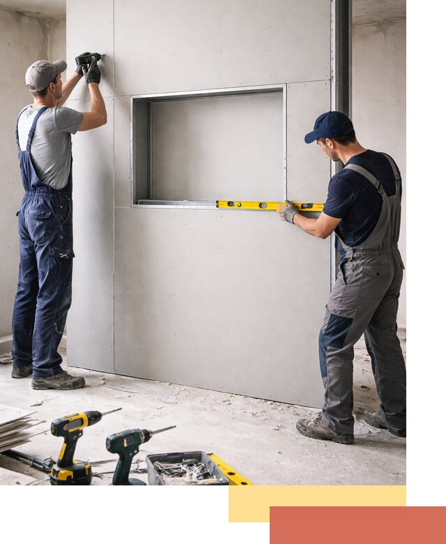 Перегородка из гипсокартона с нишей под декор в Богородицке