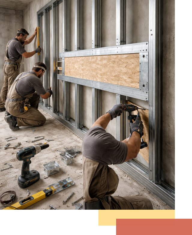 Усиленная перегородка для крепления тяжёлых конструкций в Богородицке