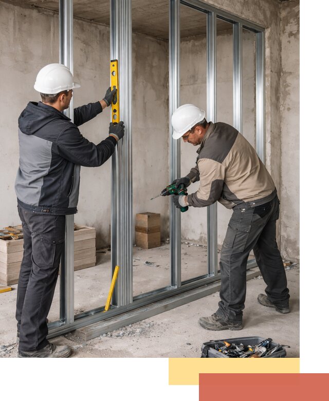 Монтаж каркаса перегородки из профиля в Богородицке