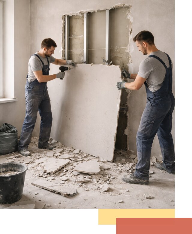 Демонтаж перегородки из гипсокартона в Богородицке быстрый и аккуратный