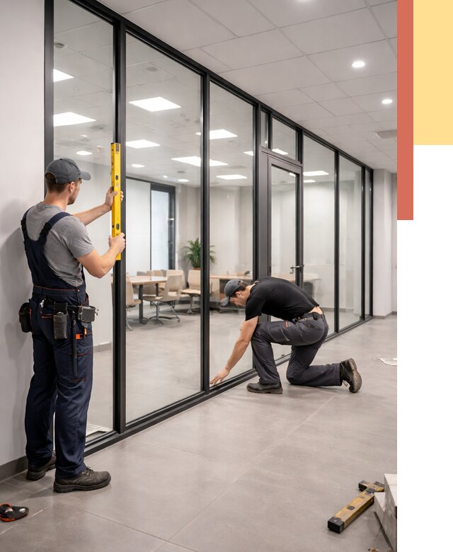 Каркасные стеклянные перегородки в Богородицке под ключ от 9831 руб. | ОТДЕЛОЧНИК-Бгд