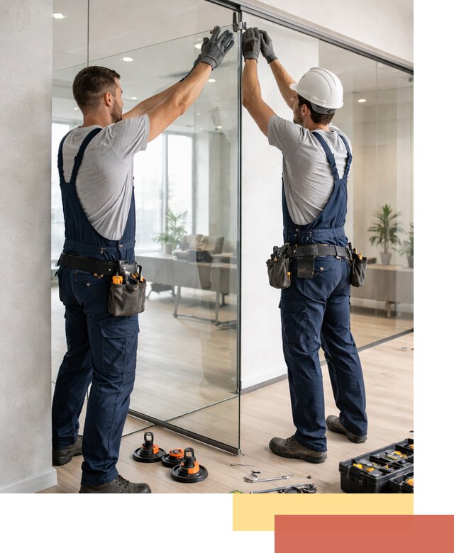 Безрамные стеклянные перегородки под ключ в Богородицке