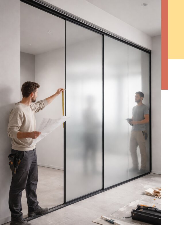 Матовые стеклянные перегородки в Богородицке от 9083 руб. — монтаж и установка | ОТДЕЛОЧНИК-Бгд