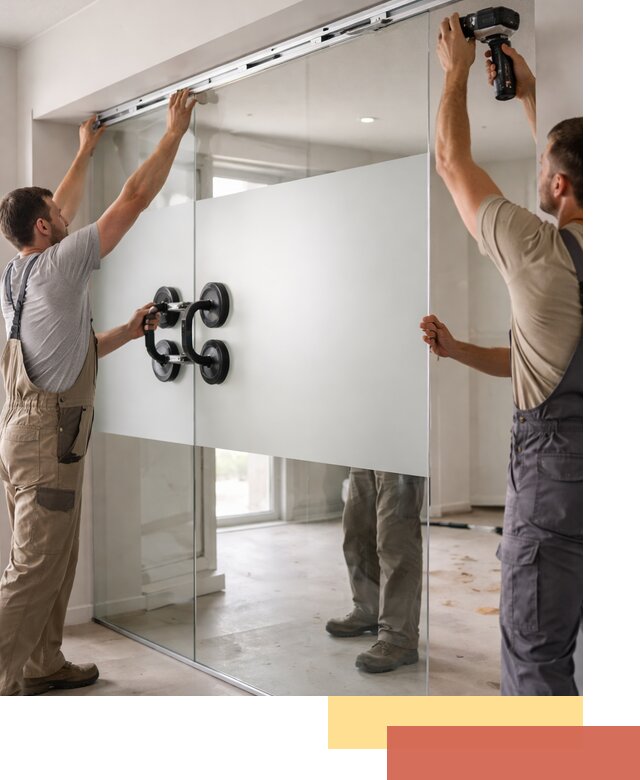 Матовые стеклянные перегородки под ключ в Богородицке