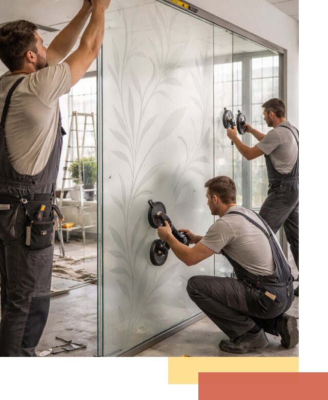 Стеклянные перегородки с рисунком на заказ в Богородицке