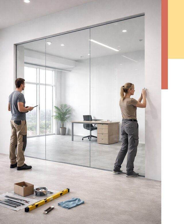 Перегородки из закаленного стекла в Богородицке от 10152 руб. под ключ | ОТДЕЛОЧНИК-Бгд