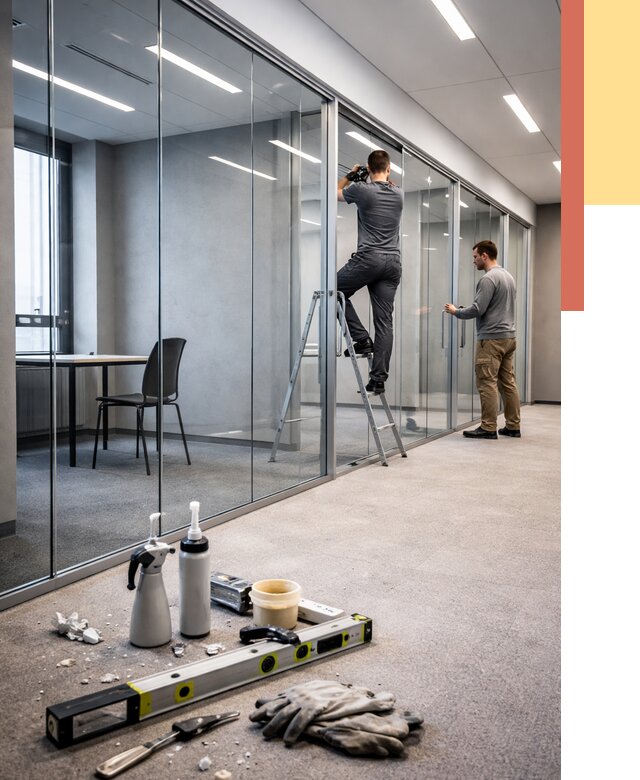 Стеклянные офисные перегородки в Богородицке от 9083 руб. — монтаж и установка | ОТДЕЛОЧНИК-Бгд