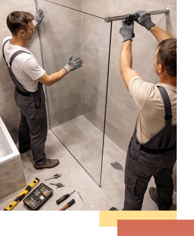 Стеклянные перегородки для душа в Богородицке — изготовление и монтаж