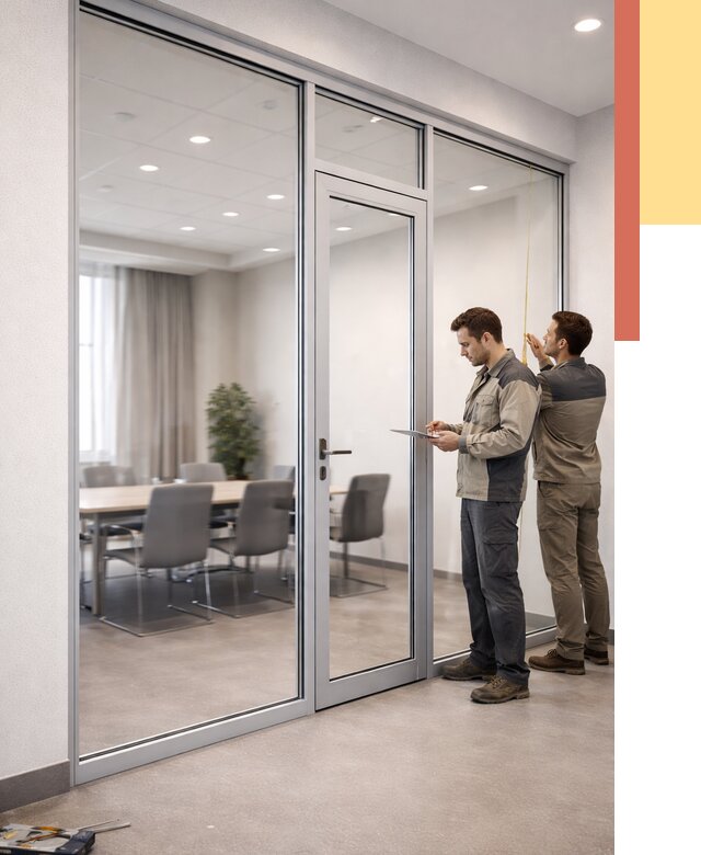 Установка и монтаж алюминиевых перегородок со стеклом в Богородицке от 8763 руб. | ОТДЕЛОЧНИК-Бгд