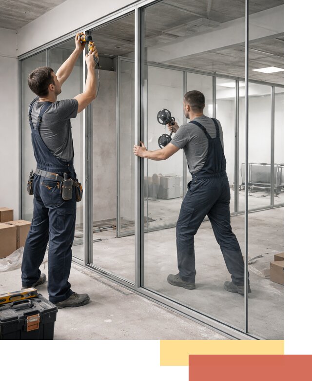 Алюминиевые перегородки со стеклом в Богородицке — изготовление и монтаж