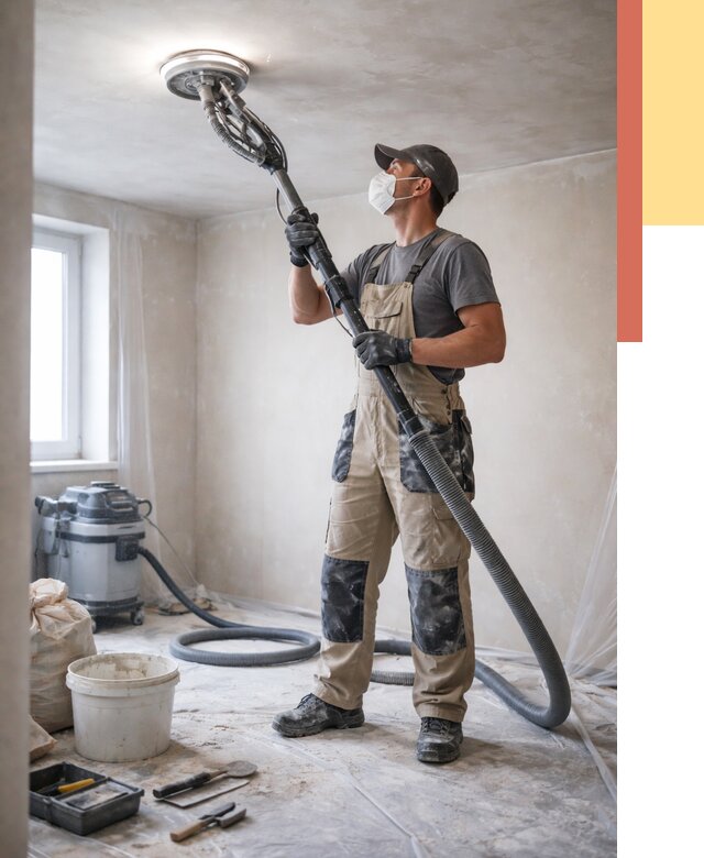 Шлифовка потолка в Богородицке от 3740 руб. — услуги шлифования потолка | ОТДЕЛОЧНИК-Бгд