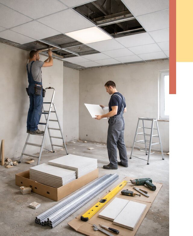 Монтаж потолка армстронг в Богородицке от 4809 руб/м2 — быстрая установка под ключ | ОТДЕЛОЧНИК-Бгд